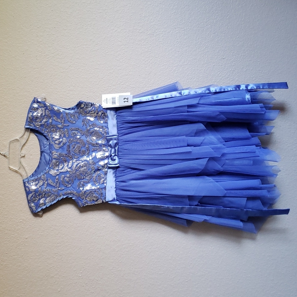 Jona Michelle Blue Special Occasion Sequin & Tulle Dress Size 12 NWT